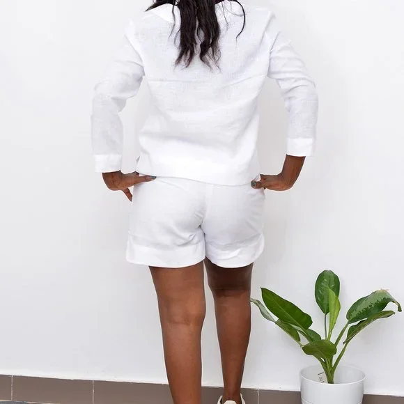 Summer linen outfit. Summer set short and top in linen - Picture 8 of 8